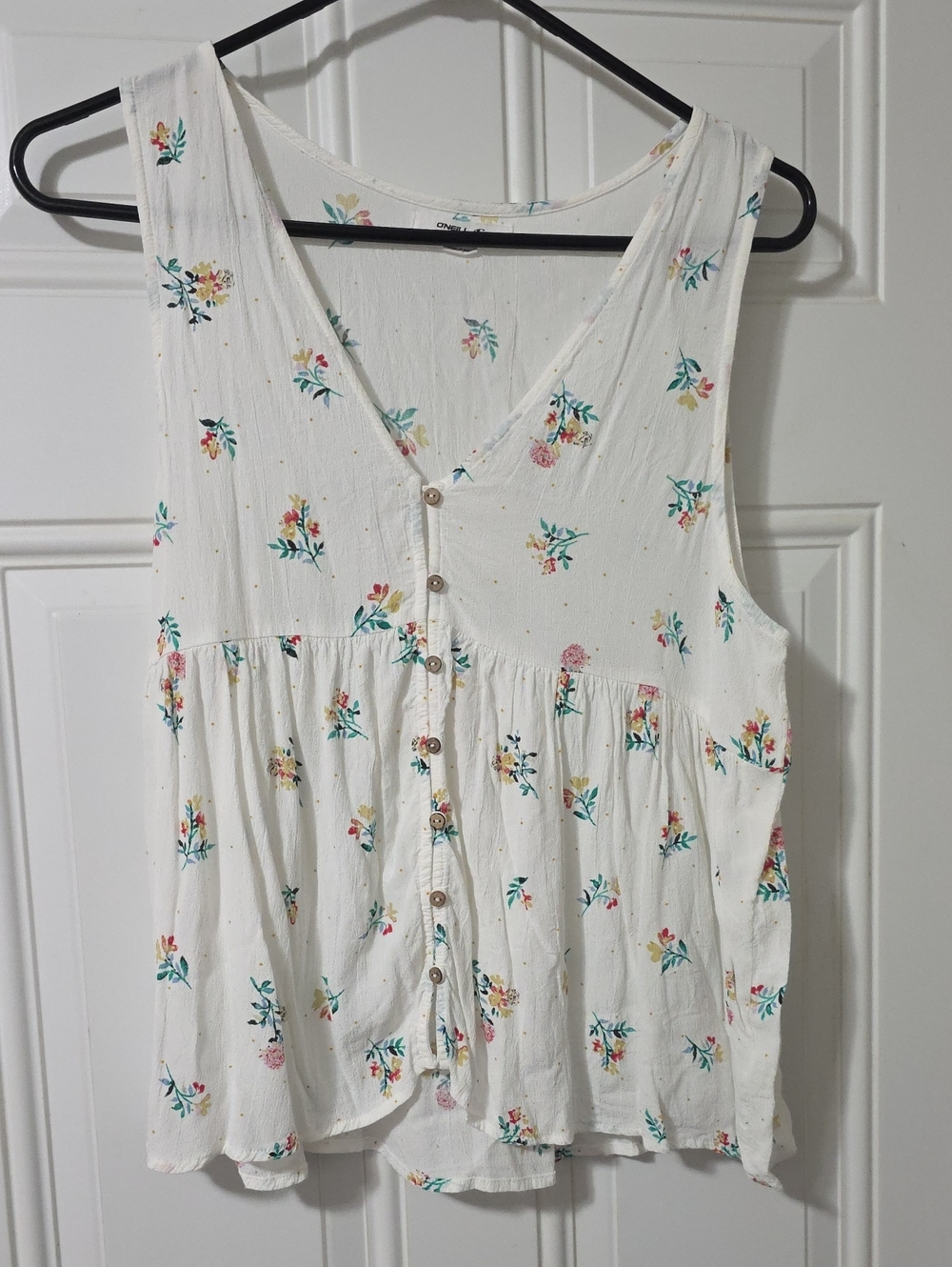 O'Neill White Floral Button-Front Camisole